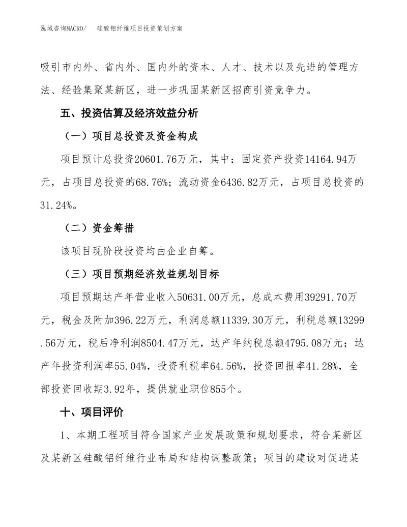 硅酸鋁纖維項(xiàng)目投資策劃方案范文.docx